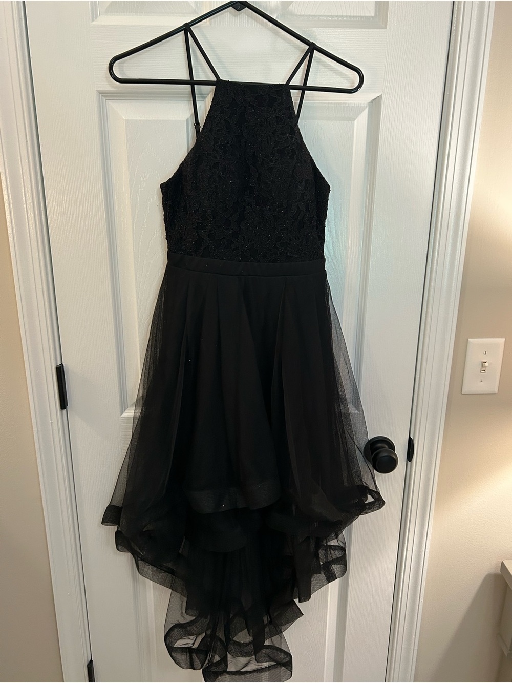 City Triangles Black Lace High Low Tulle Party Dress Size 1 Juniors